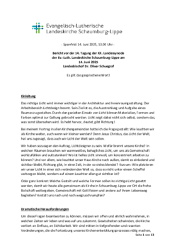Synodenbericht 14. Tagung der XX. Landessynode